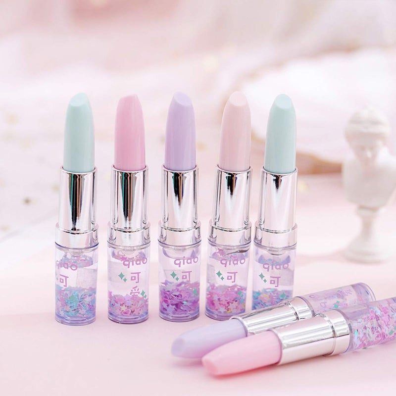 Funny live 4 Pcs Cute Sequins Drift Gel Ink Rollerball Pens Simulation Lipstick Ballpoint Pens, Funny Signature Pen Gift Pen, 0.7mm Black Ink - Image 4
